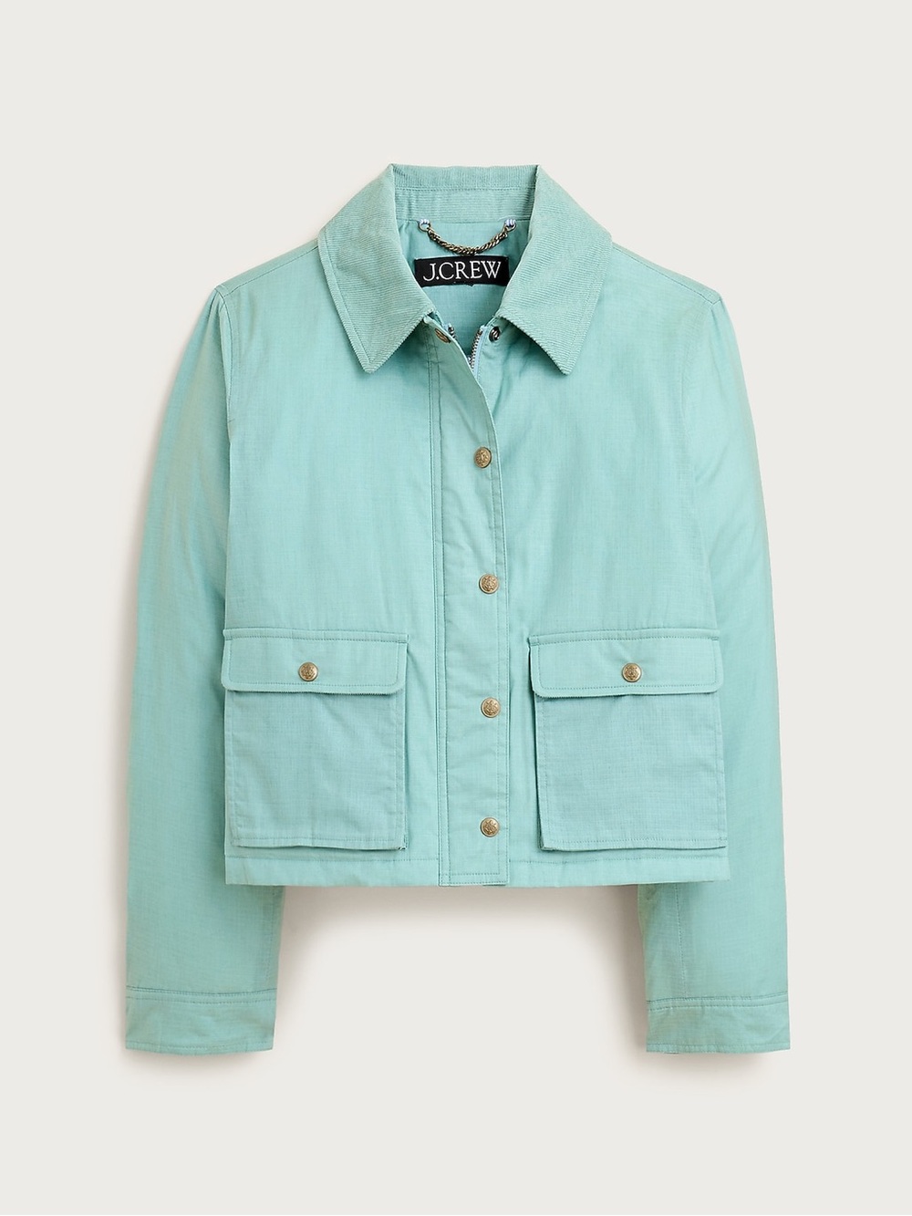 NEW! J. Crew Cropped Barn Jacket™ in ripstop cotton Smoky Seaglass Size Small